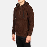 Sivar Mocha Suede Hooded Pullover Jacket